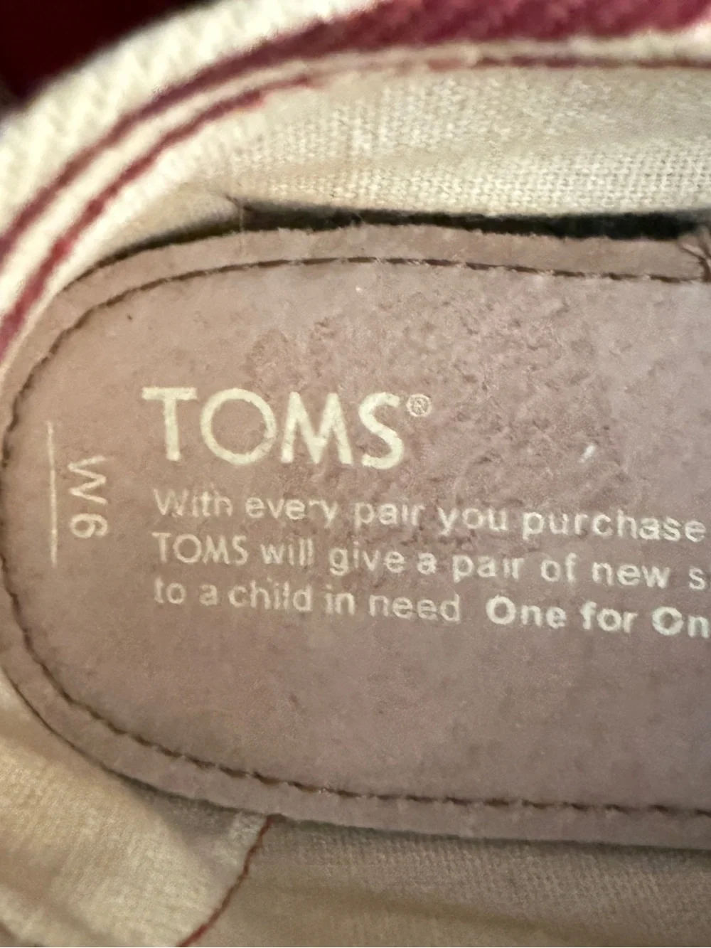 TOMS red and cream espadrilles, Size 6. NWOT.